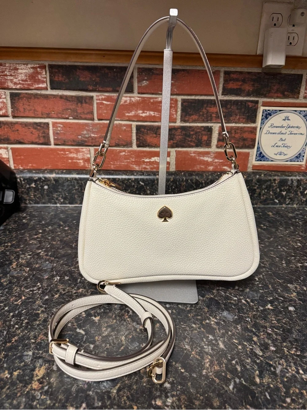 Kate Spade Kayla Small Convertible Shoulder Crossbody Bag Meringue Pebbled